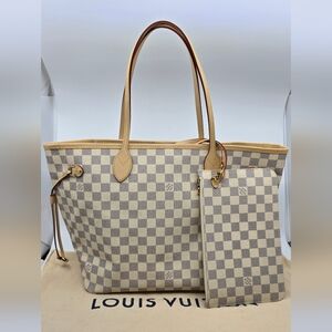 Louis Vuitton Damier Azur MM Neverfull w/ Pouch
